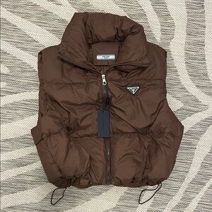 Prada brown puffer vest